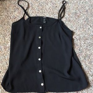 Skinny strap black flow tank top